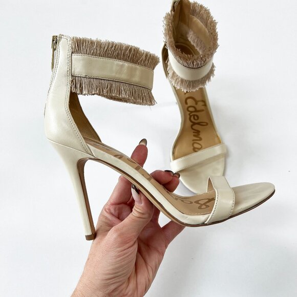 Sam Edelman Winter White Fringe High Heel Sandal - Picture 1 of 12